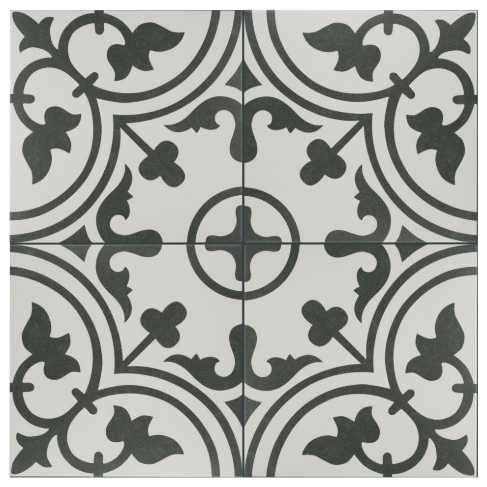 Arte Encaustic Porcelain Floor and Wall Tile, White