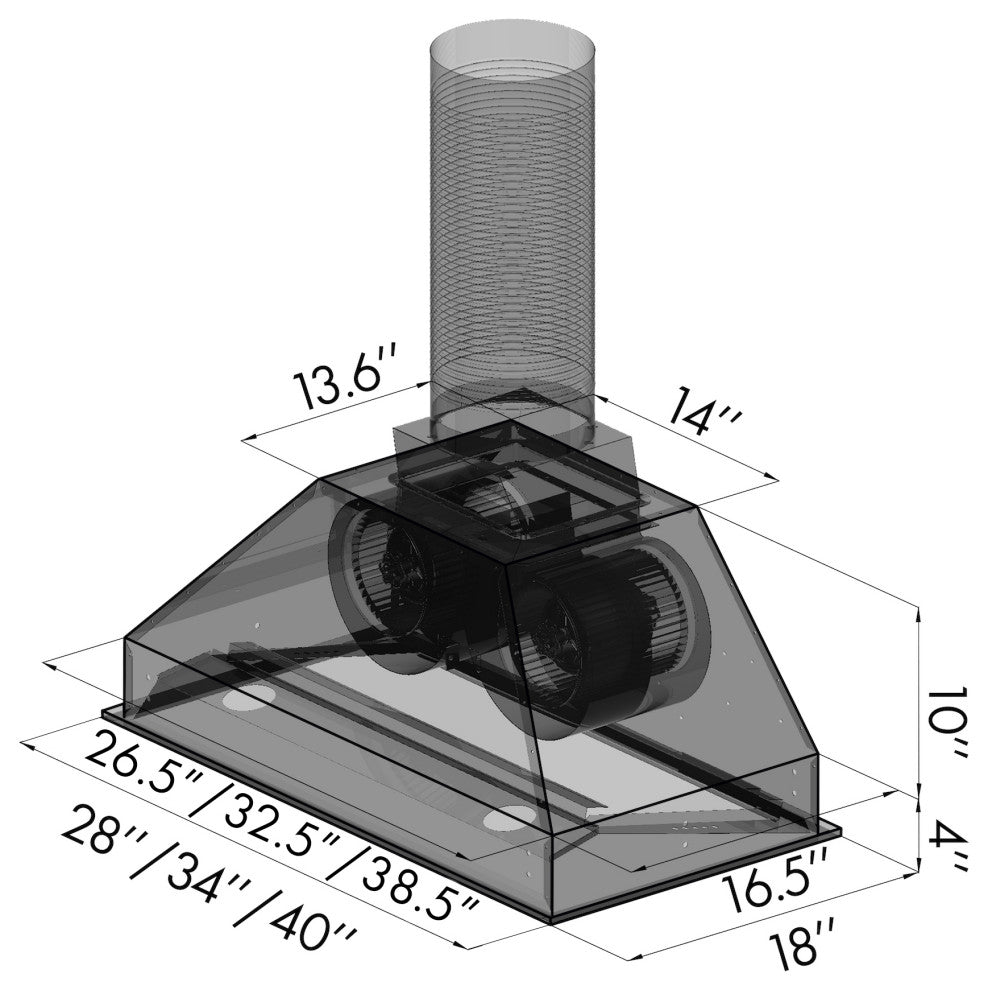 ZLINE 28 in. Insert Range Hood, Stainless Steel, 698-28