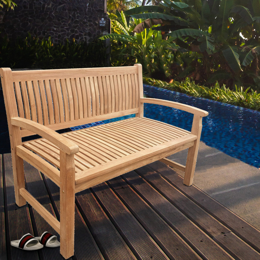 Seven Seas Teak El Mar Outdoor Teak Wood Bench, 4 Foot