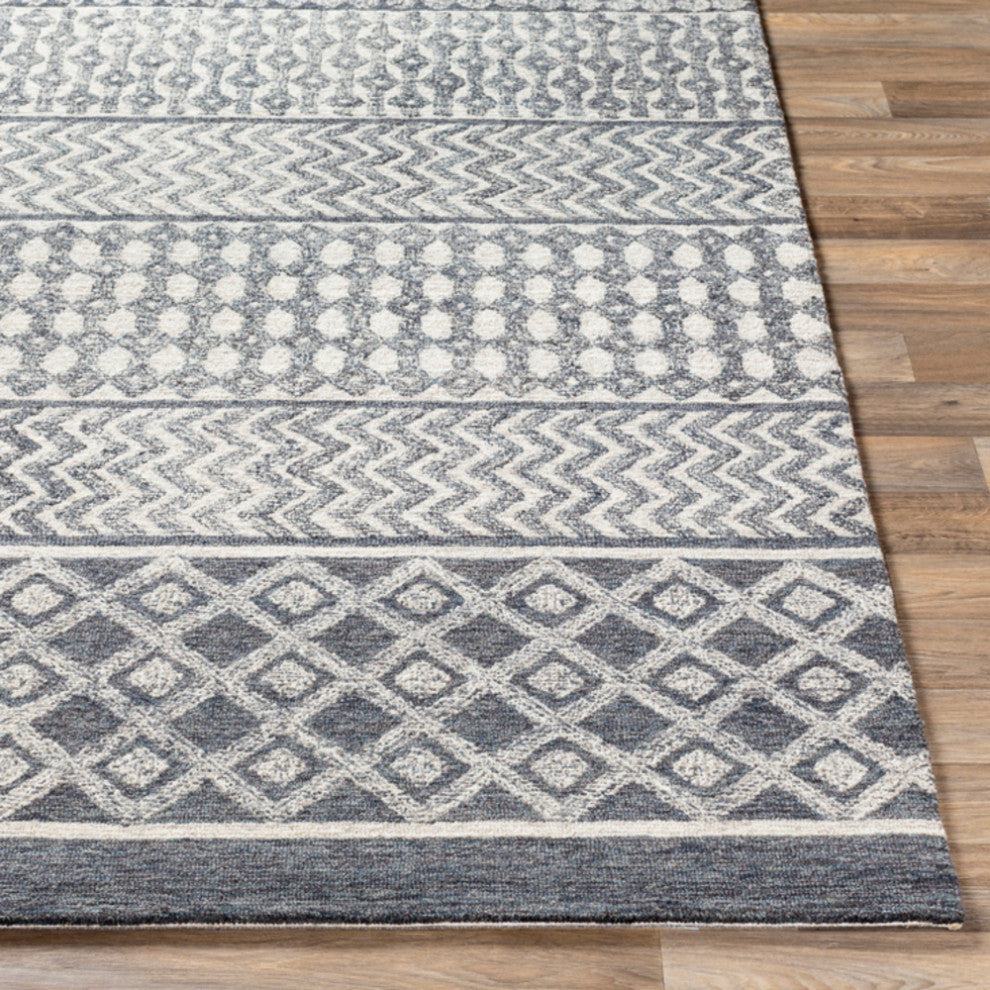 Surya Maroc MAR2300 Bohemian Area Rug, Charcoal, 10' x 14' Rectangle