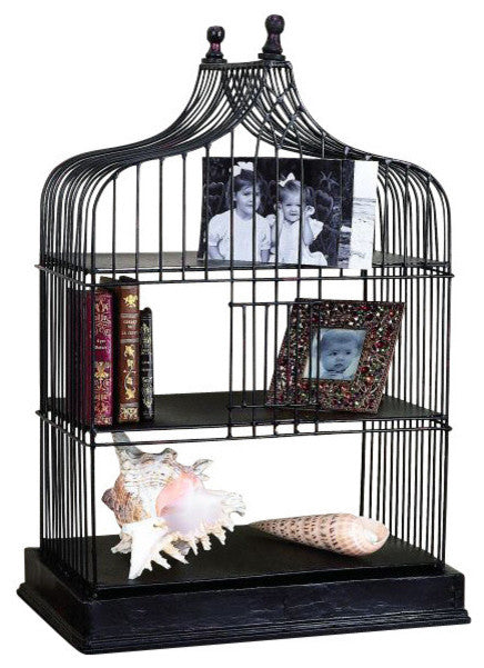 Antique Gothic Black Iron Tabletop Shelf, Desk Organizer Caddy Metal