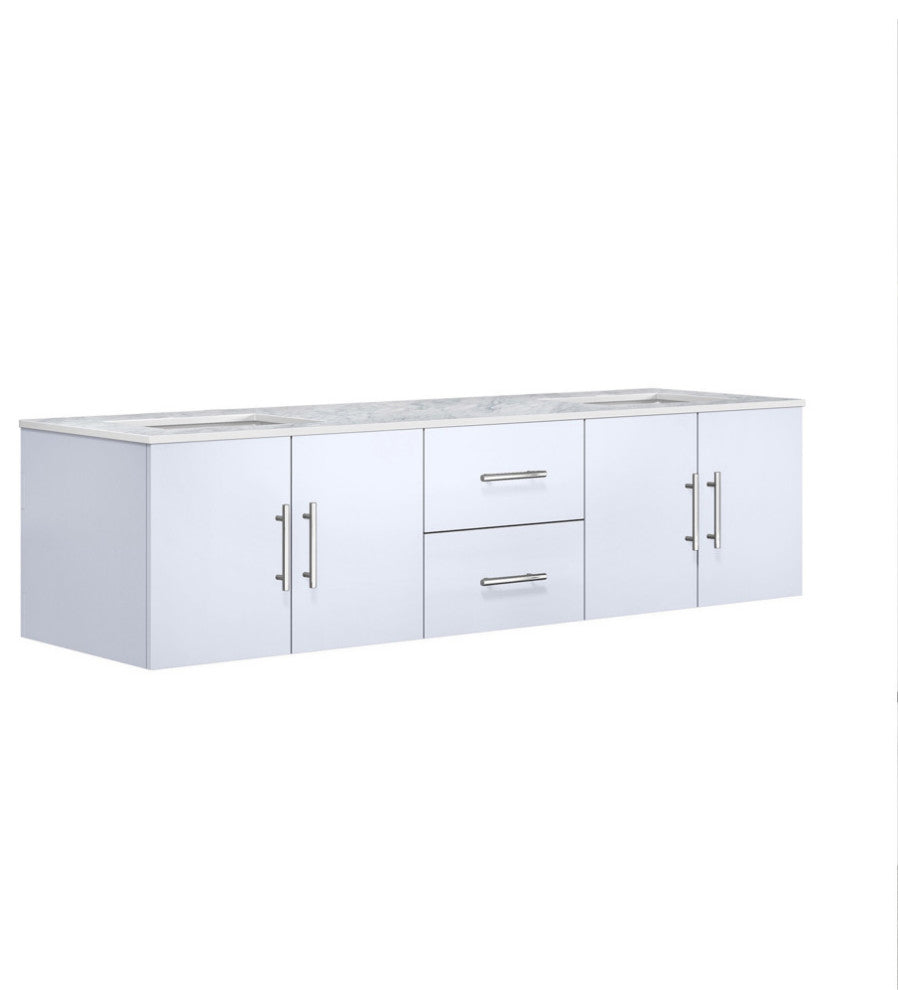Geneva Transitional Glossy White 72" Double Vanity