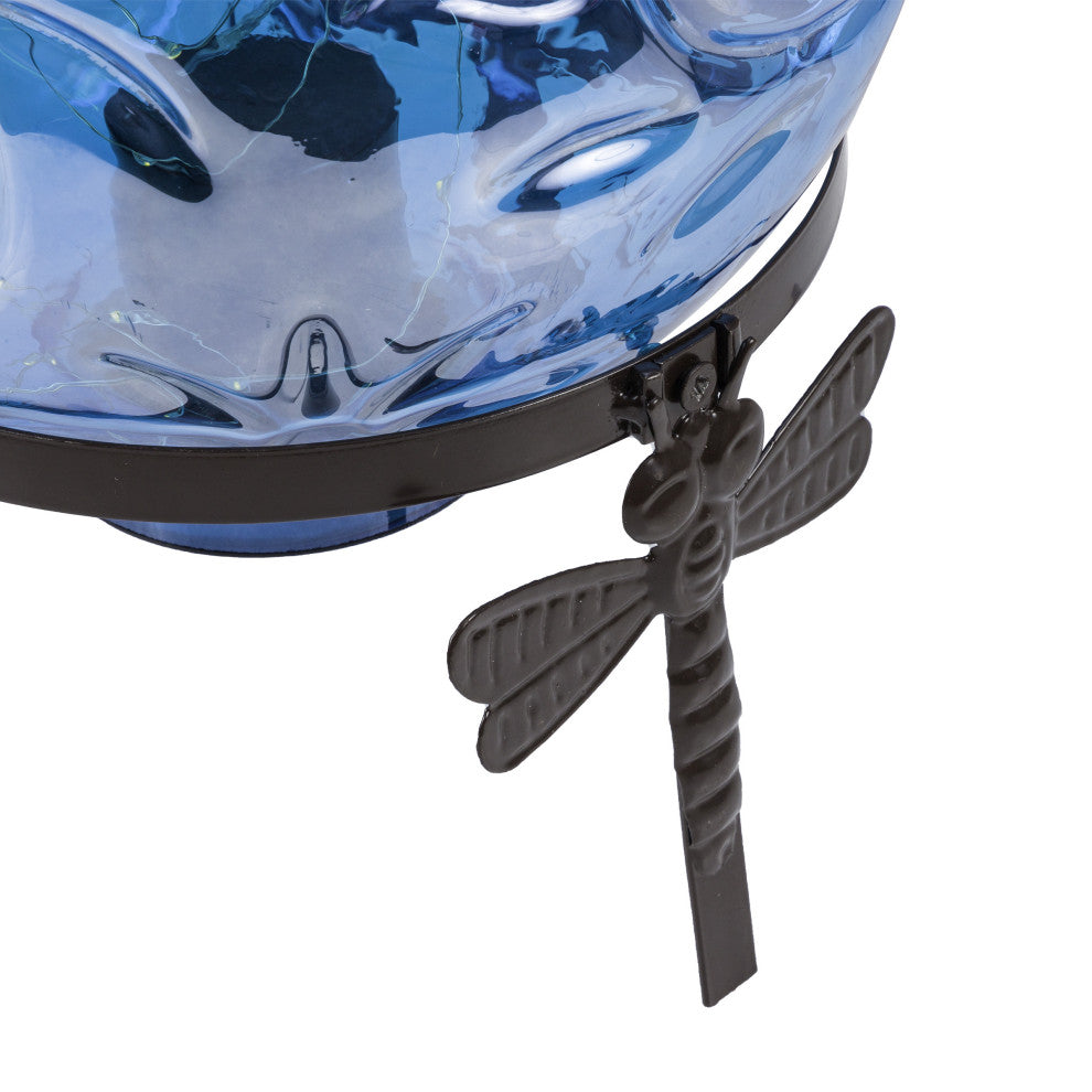 Alpine Blue Glass Globe Decor With LED Light, 13" Tall