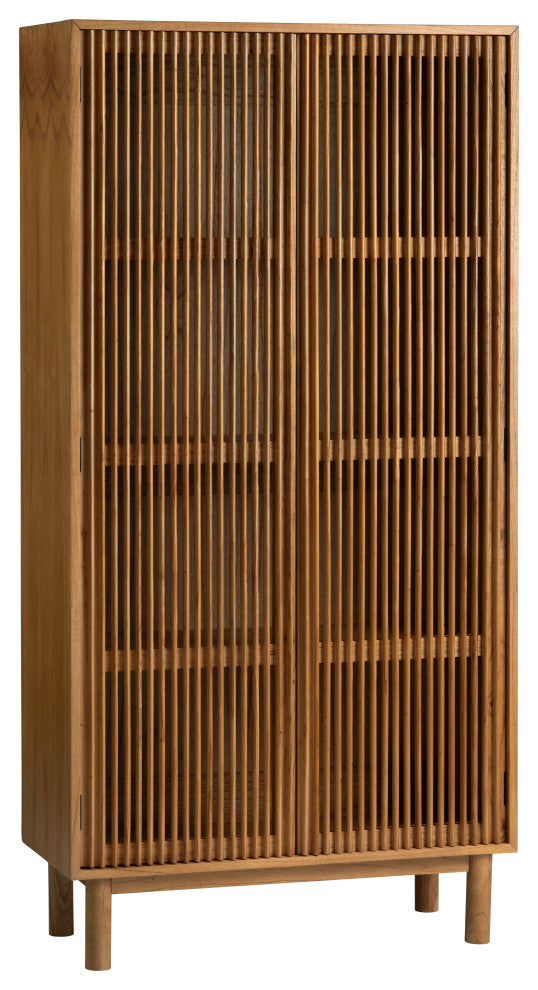 Two Door Tall Brown Curio Cabinet