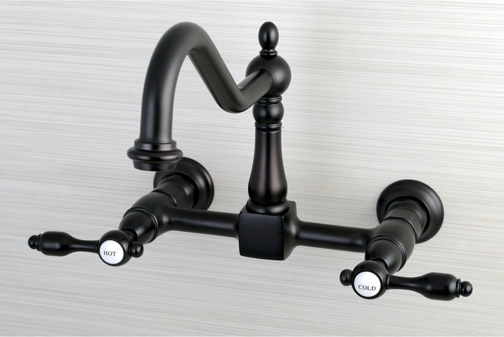 Kingston Brass Wall Mount Bridge Kitchen Faucet, Oil Rubbed Bronze
