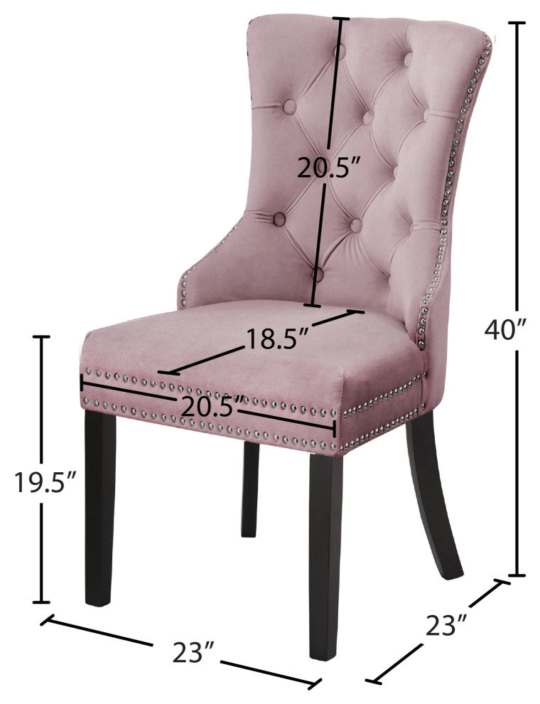 Nikki Velvet Dining Chairs, Set of 2, Pink