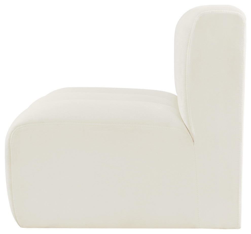 Arc Upholstered Modular Component, Cream, 1-Piece: Straight Chair, Velvet