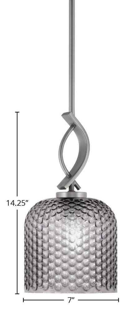 Cavella 1-Light Stem Hung Mini Pendant, Graphite, 7" Smoke Textured Glass