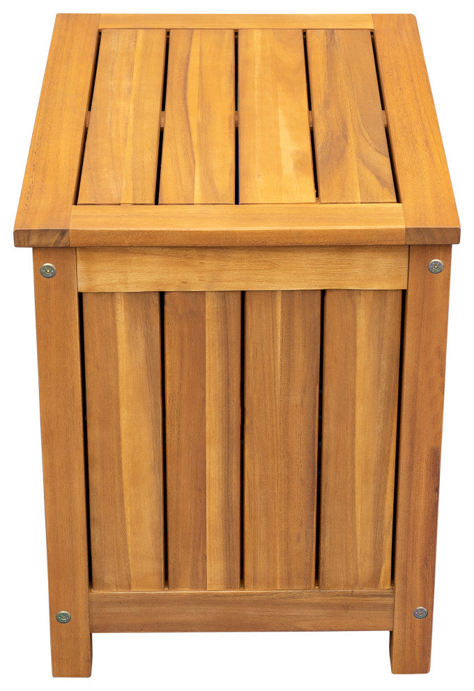 Travis Outdoor 30 Gallon Wood Storage Deck Box With Louvered Paneling, Teak