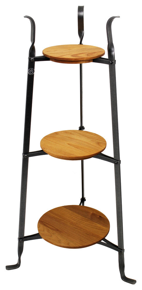 Handcrafted 3-Tier Designer Stand w Alder Wood Shelves