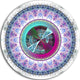 Rounded Symmetrical Flower Blue, Abstract Large Disc Metal Artwork, 11"