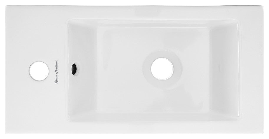 Voltaire 19.5"x10" Ceramic Wall Hung Sink With Faucet Mount, Left Side