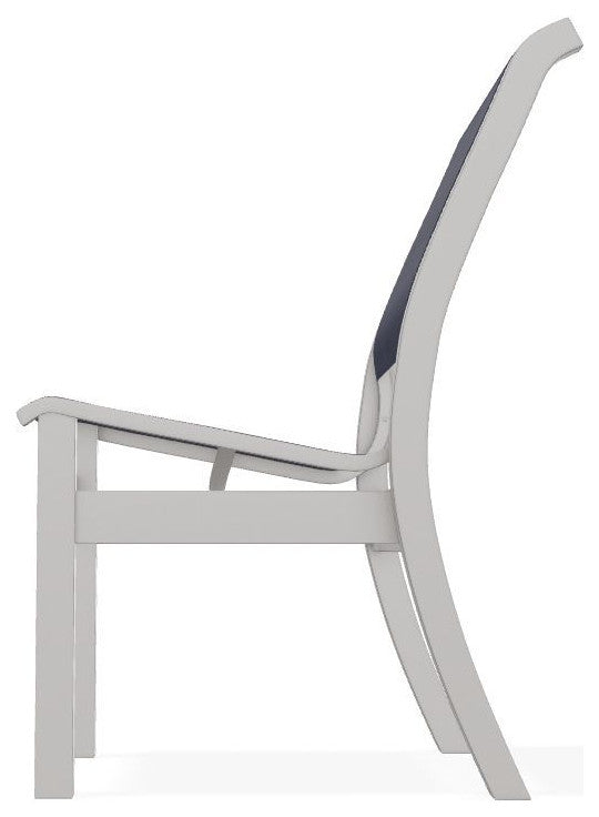 Leeward Sling Stackable Outdoor Dining Chair, Collect Indigo/Warm Gray