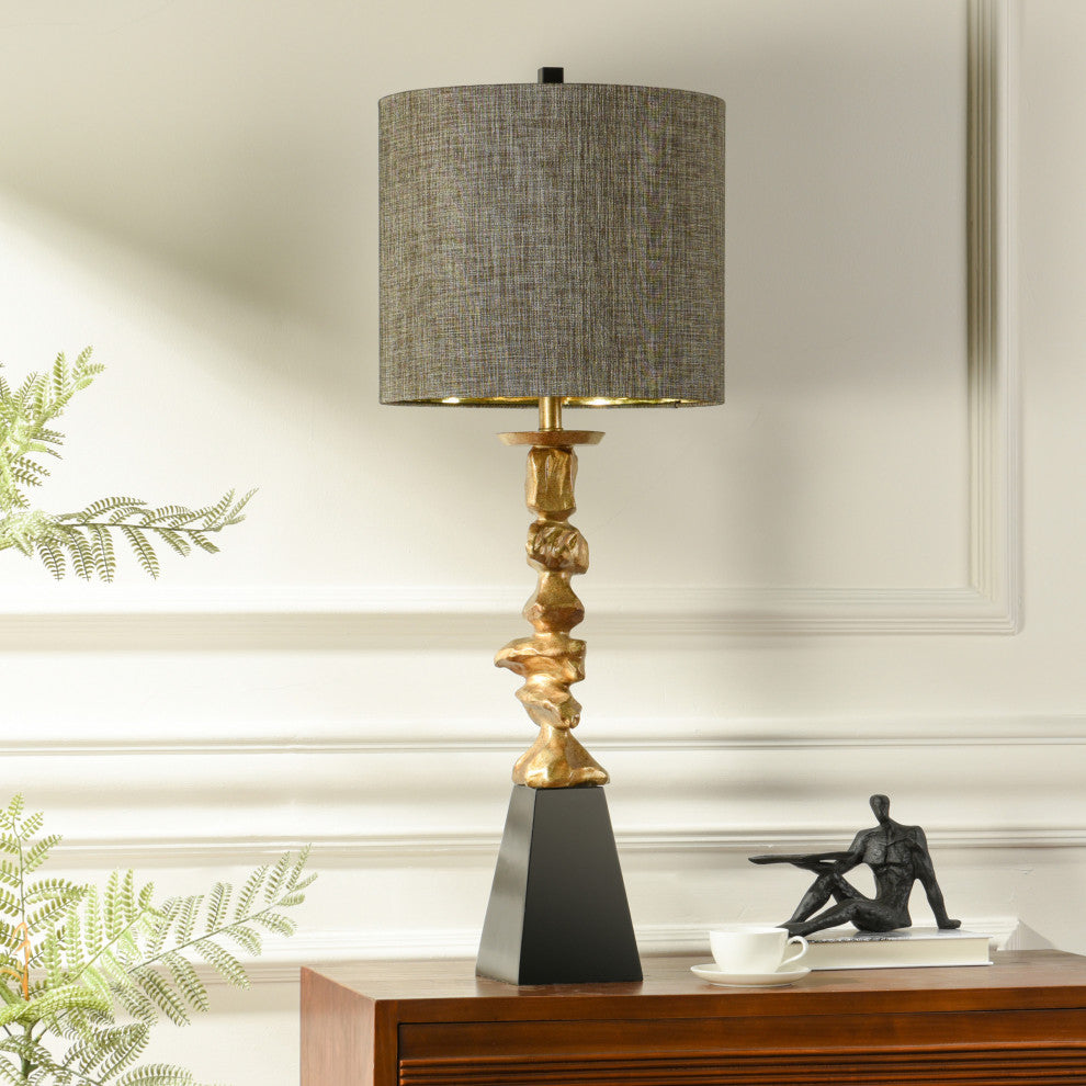 Vintage Gold, Black Base Contemporary Table Lamp