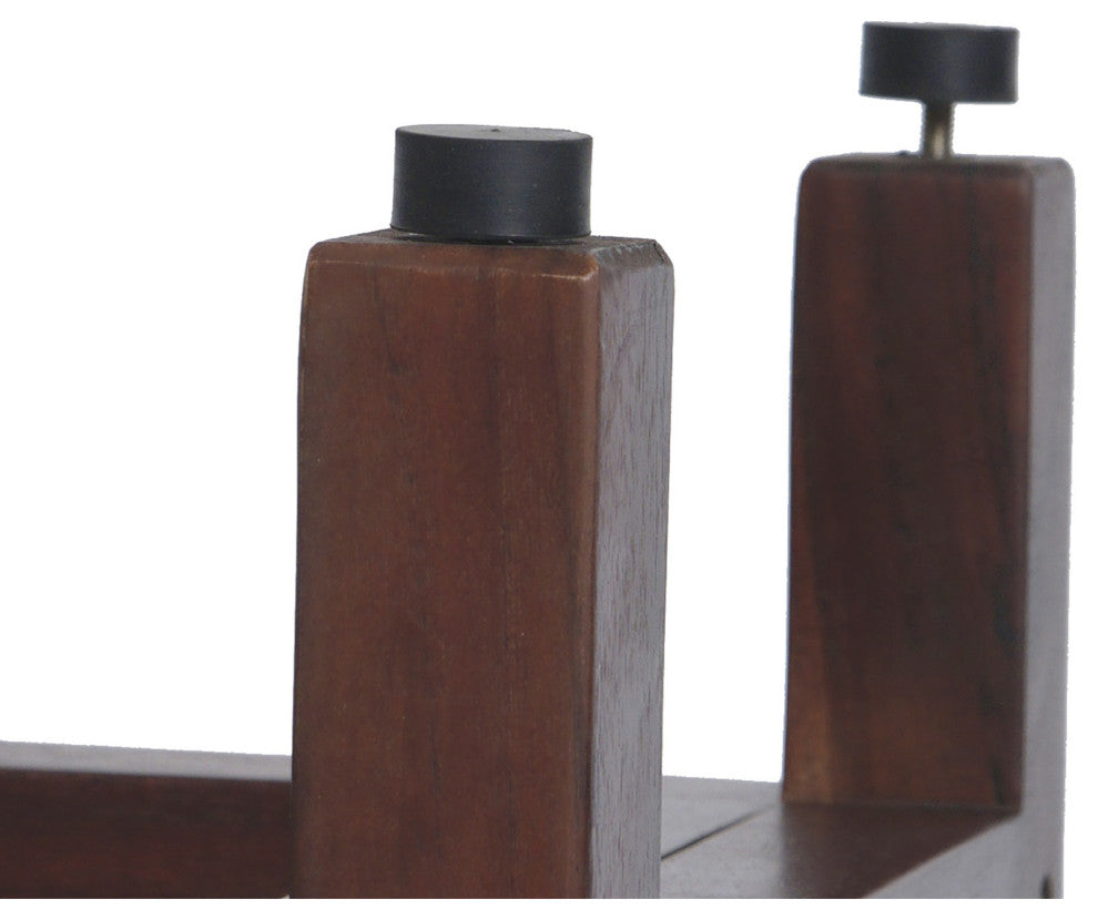 HomeRoots Rectangular Teak Shower Bench With Handles, Brown Finish