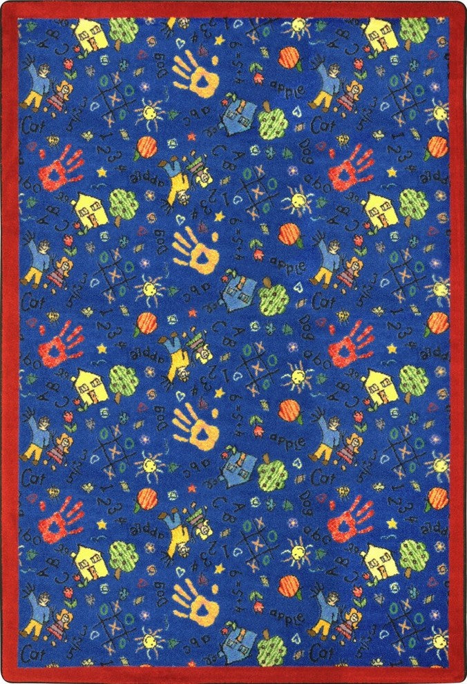 Playful Patterns Rug, Scribbles, 3'10"x5'4", Blue