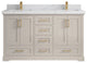 Boston 60" Double Bathroom Vanity in Fine Grain 2" Calacatta Sienna