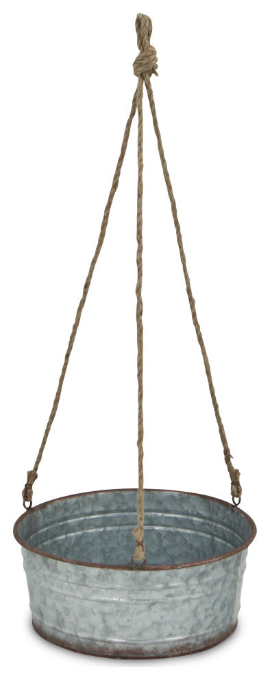 Round Galvanized Metal Rope Hanging Metal Planter