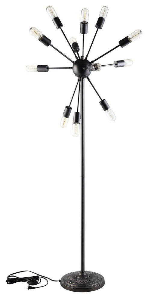 Modern Urban Contemporary Floor Lamp, Black Steel