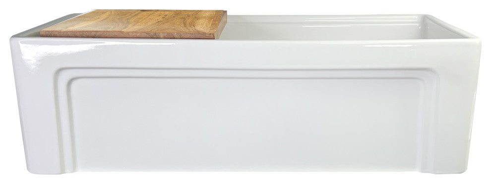 33" Double Bowl Workstation Fireclay Apron Sink With Cutting Board