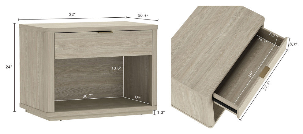Manhattan Comfort Evelyn 32" Nightstand 2.0