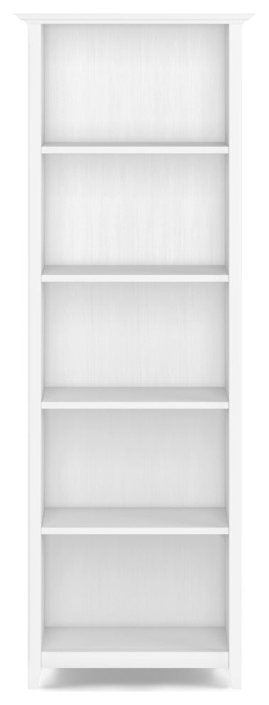 Acadian Solid Wood 5 Shelf Bookcase, White