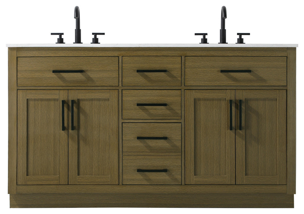 Home Living 60" Double Bathroom Vanity, Chestnut Brown