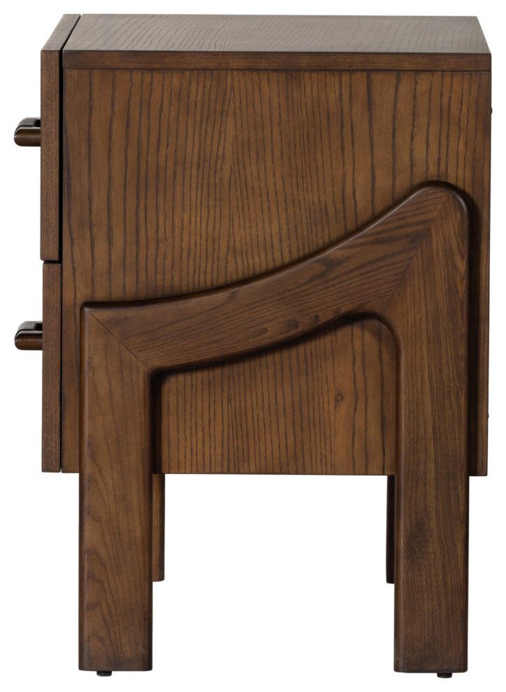 Halston Nightstand Terra Brown Ash, Heirloom Black, Terra Brown Ash Veneer