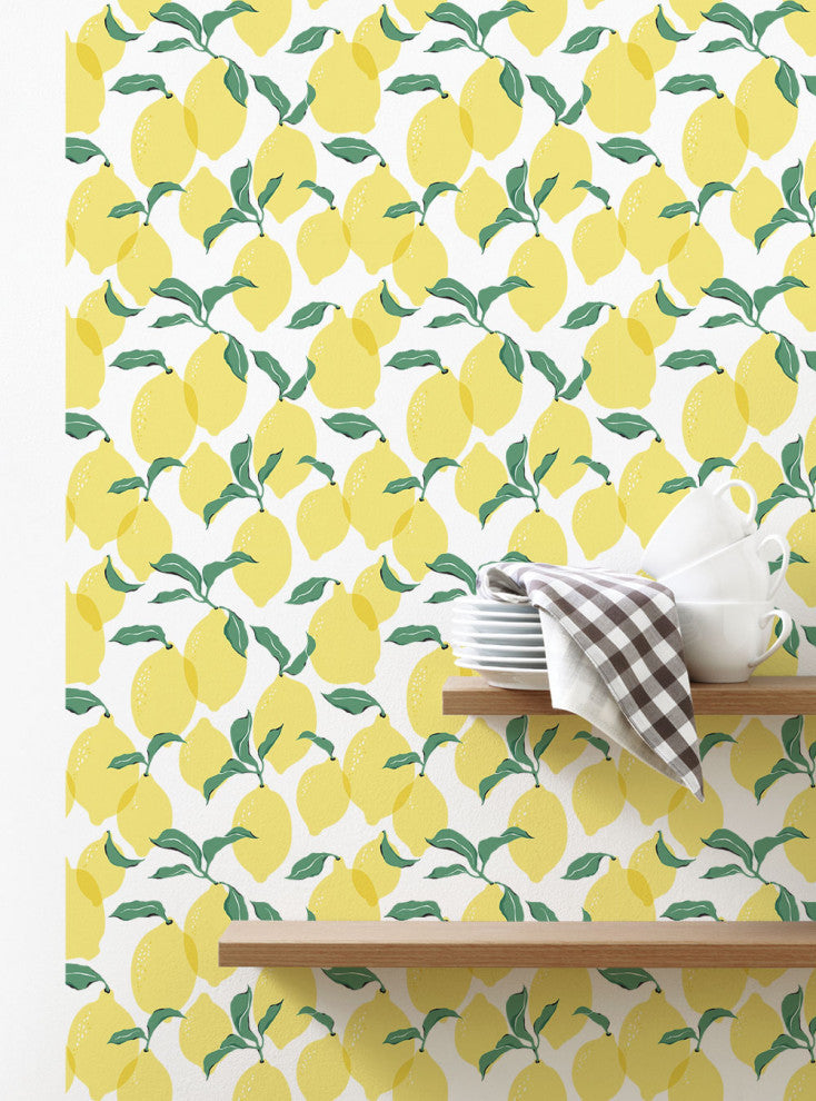Lemon Peel and Stick Vinyl Wallpaper, 24"w X 60"h