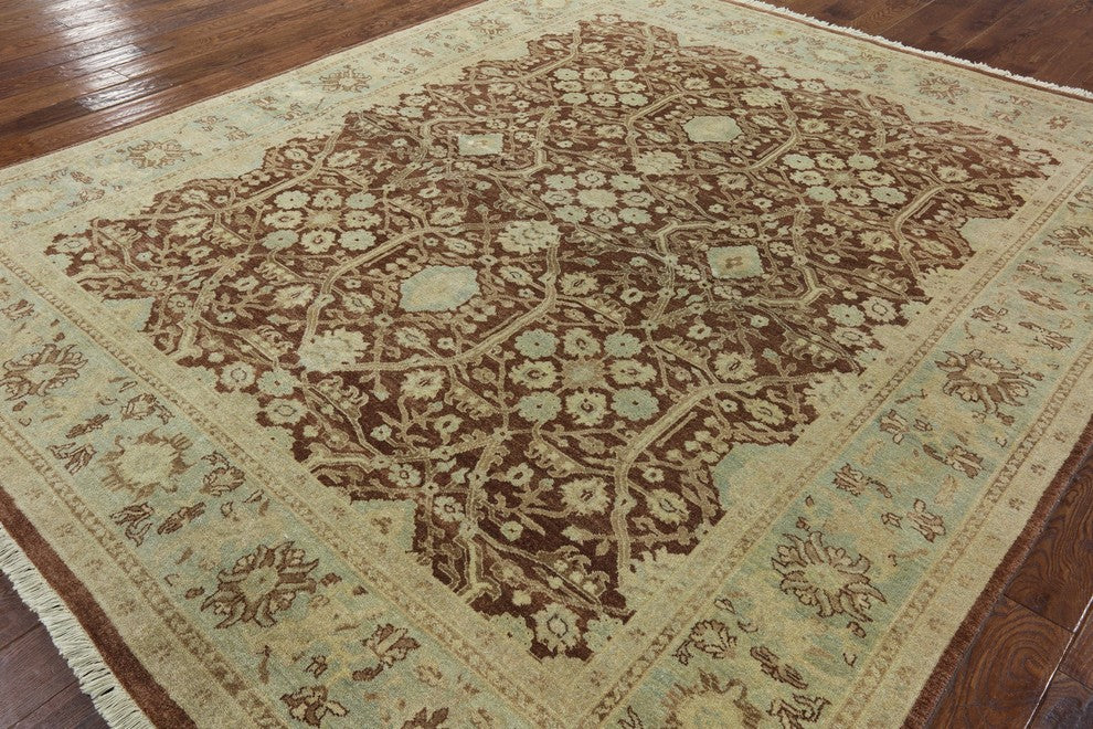 Heriz Serapi Style Chobi Brown Hand-Knotted Wool Rug, 8'x10'
