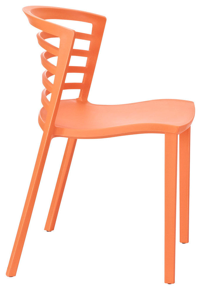 Modern Contemporary Kitchen Dining Chairs Set of 4 Orange, Outdoor and Indoor
