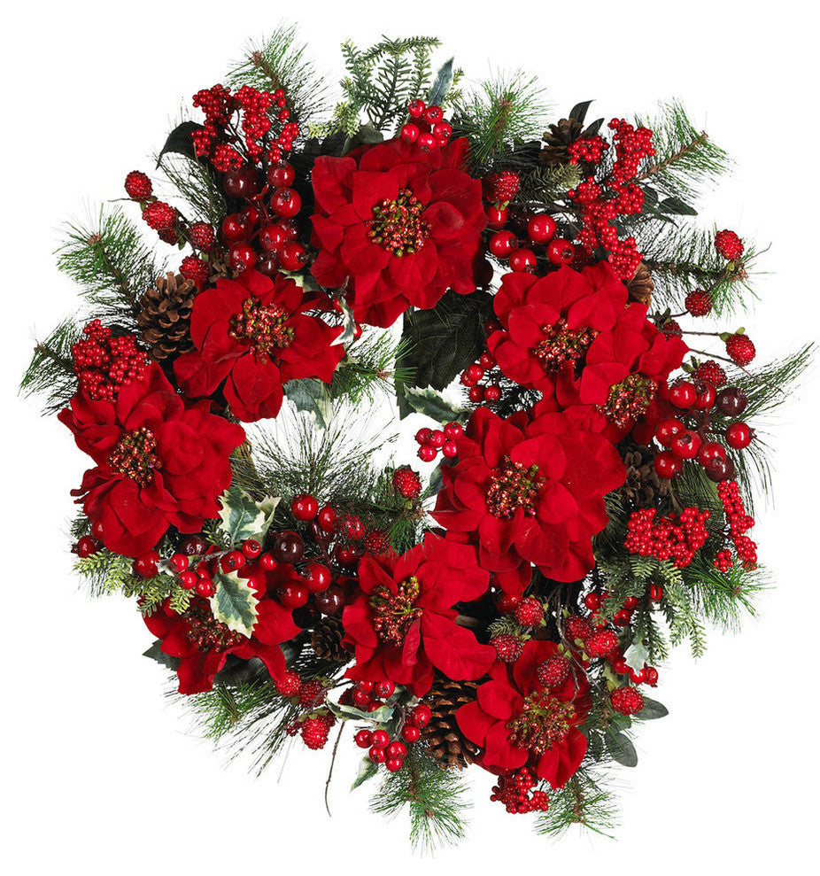 24" Poinsettia Wreath