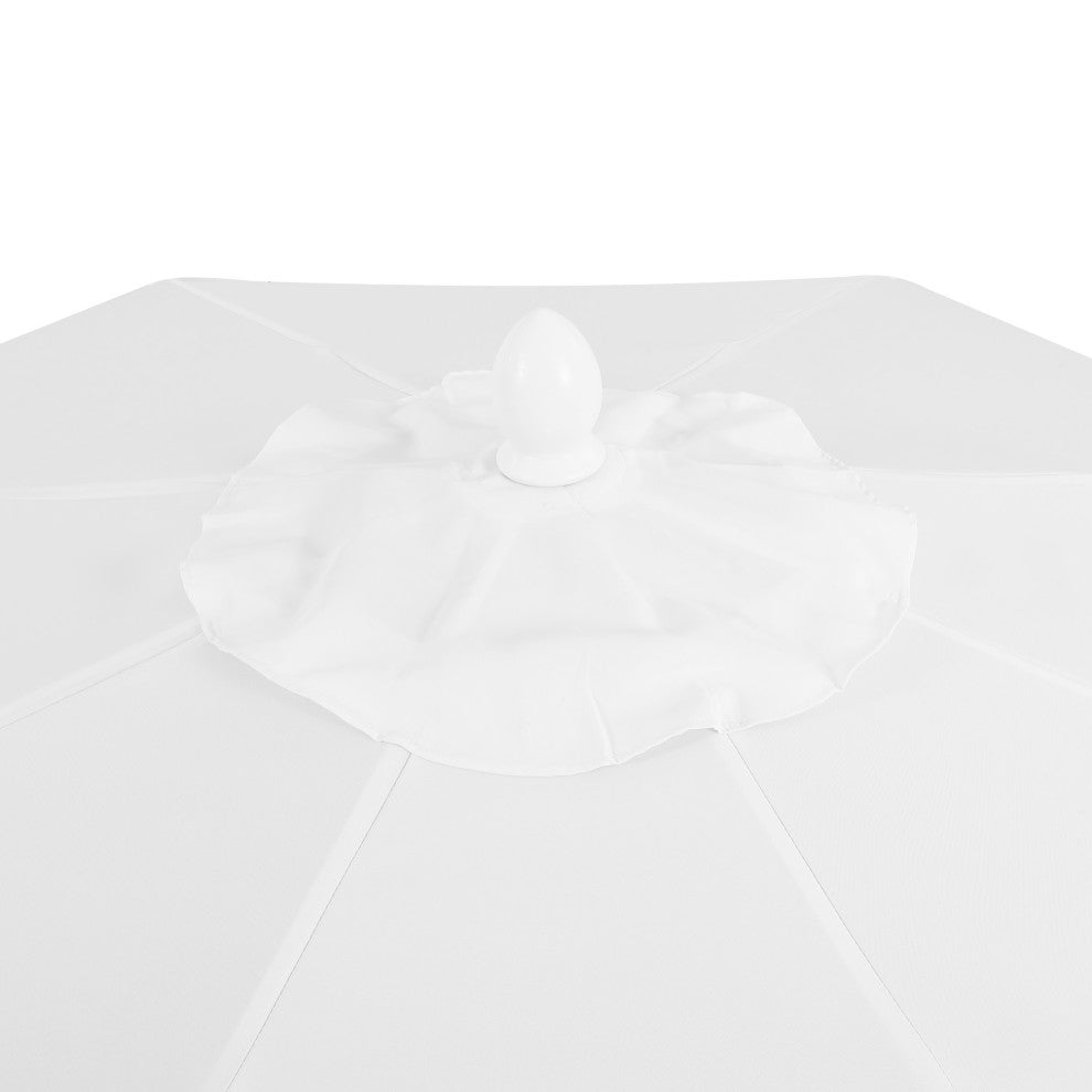 9ft Fringe Patio Umbrella Auto-Tilt, Crank, White, 107L x 107W x 99H