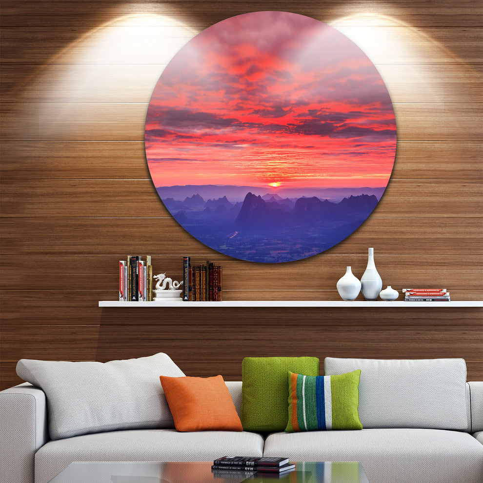 First Light Morning Sunrise, Skyscape Photo Disc Metal Wall Art, 36"