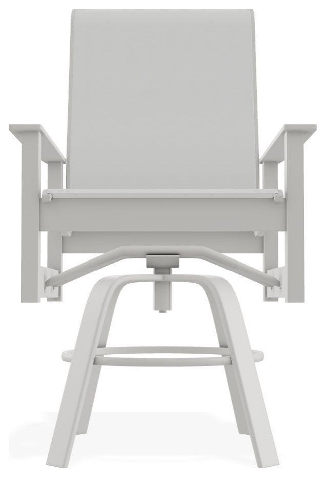 Leeward Sling Balcony Height Outdoor Swivel Armchair, White/Snow