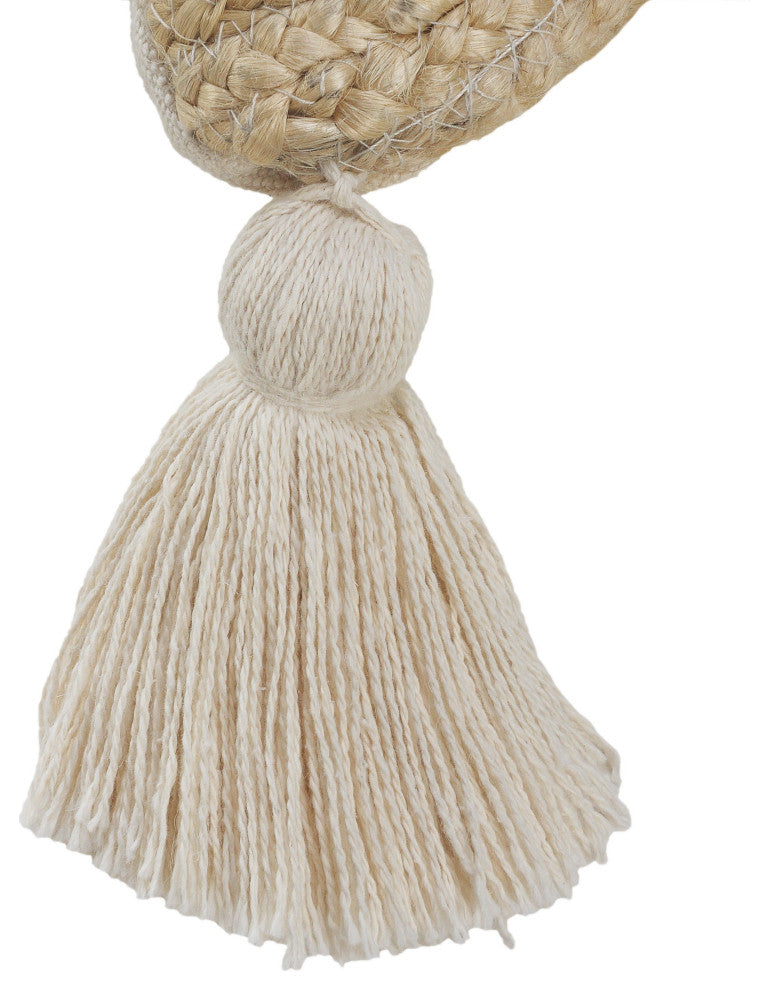Natural Jute Throw Pillow with Tassels