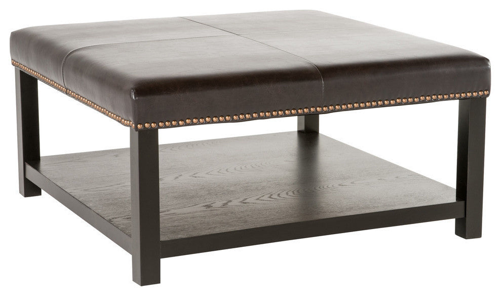 GDF Studio Kelapith Contemporary Upholstered Birch Wood Ottoman with Shelf