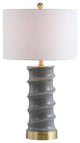 Taipei 28" Ceramic LED Table Lamp, Dark Gray, Gold, White