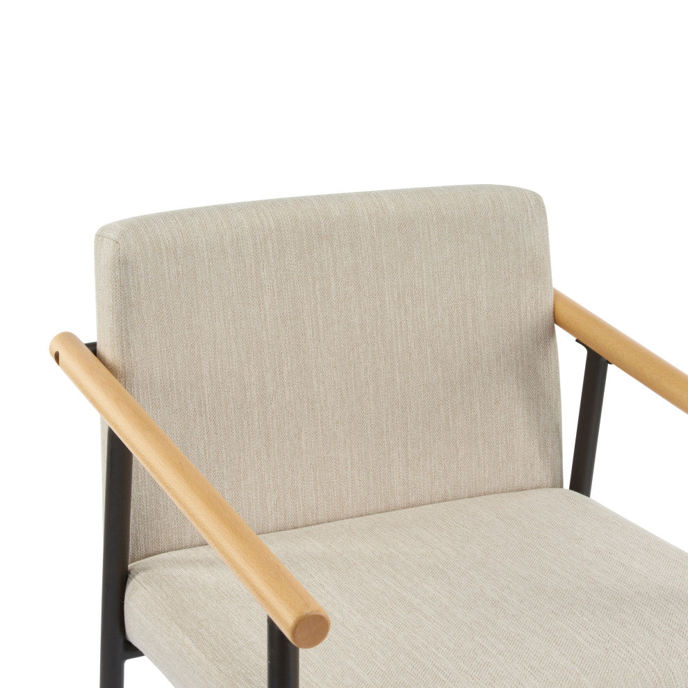 GDF Studio 26"H Mid-Century Modern Counter Stool With Iron Frame, Set of 2, Espresso/Beige