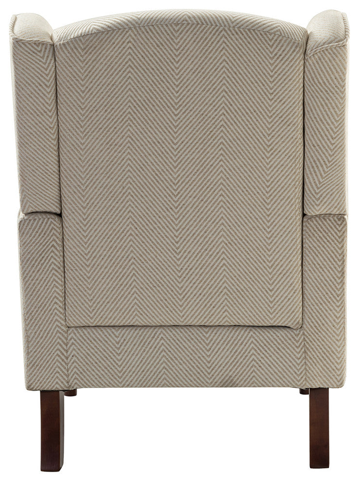 Floral Wingback Armchair with Turned Legs, Tan