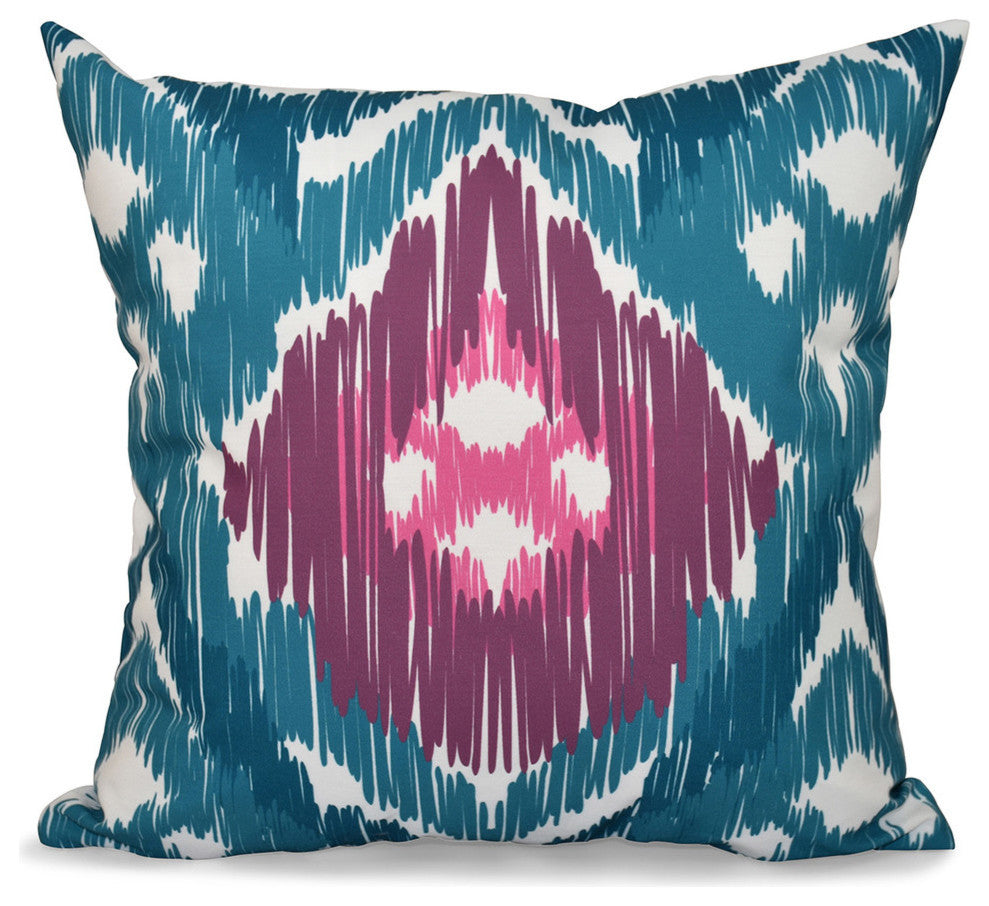 Original, Geometric Print Pillow, Teal, 20"x20"