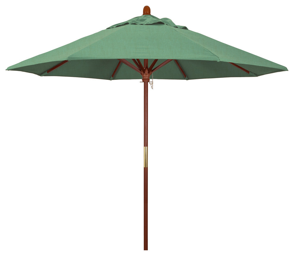 9' Square Push Lift Wood Umbrella, Spa Pacifica