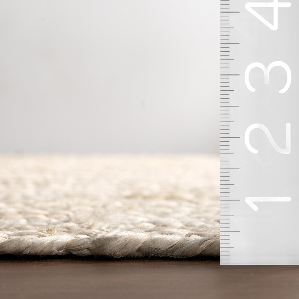 Nuloom Rigo Hand Woven Farmhouse Jute Area Rug, Off White 5'x8'