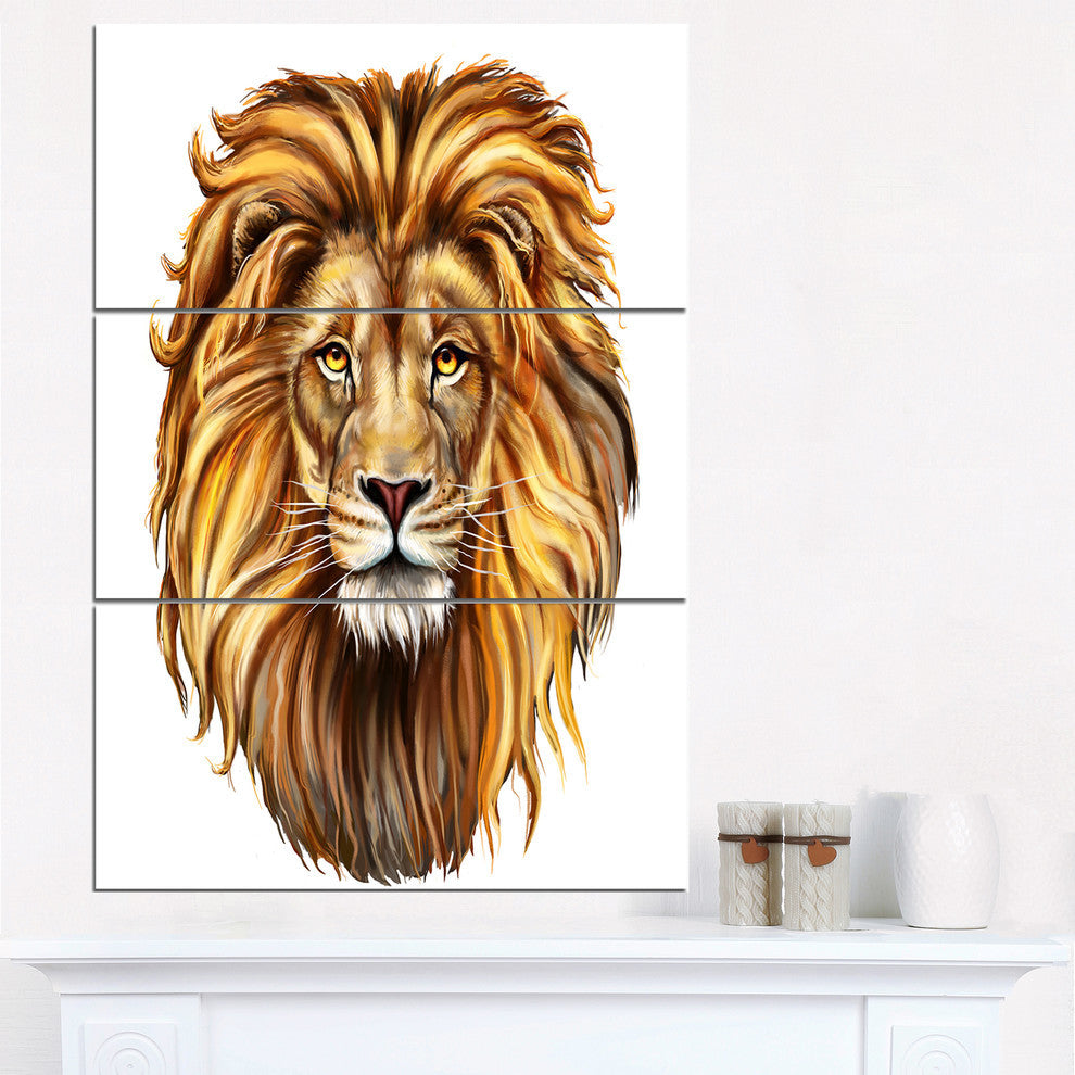 "King Lion Aslan" Glossy Metal Wall Art, 3 Panels, 28"x36"