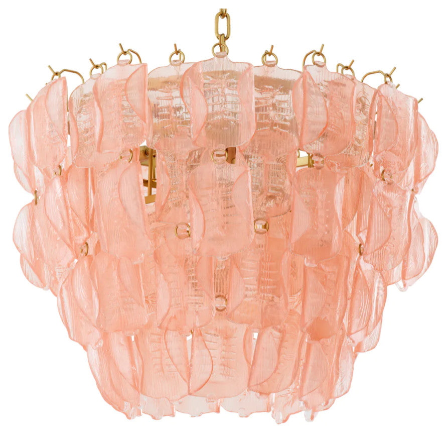 Tiered Handmade Glass Chandelier, Eichholtz Solange, Pink