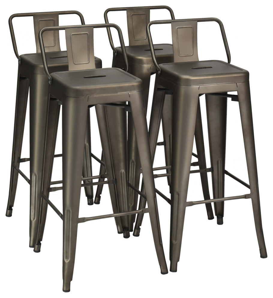 Costway Set of 4 Metal Bar Stools 30" Bar Height Barstools Industrial Low Back
