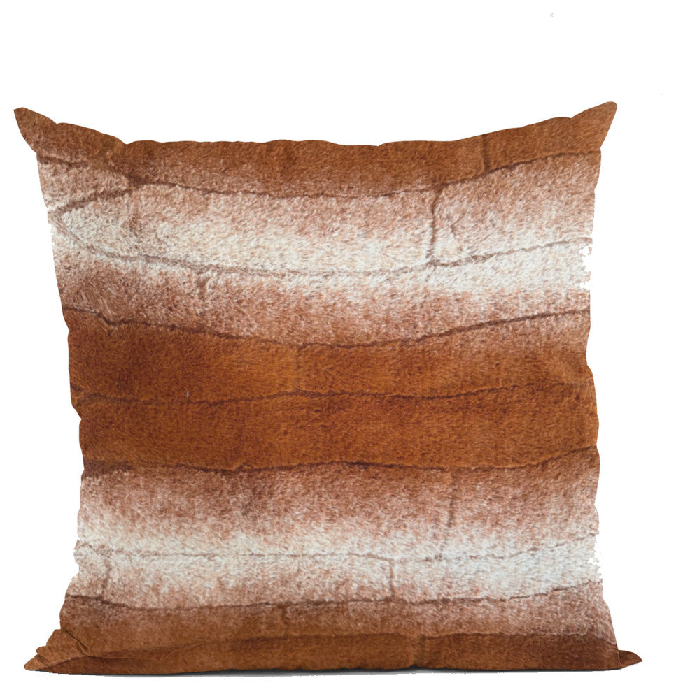 Plutus Orange Brown Furever Faux Fur Throw Pillow, 16" x 16"