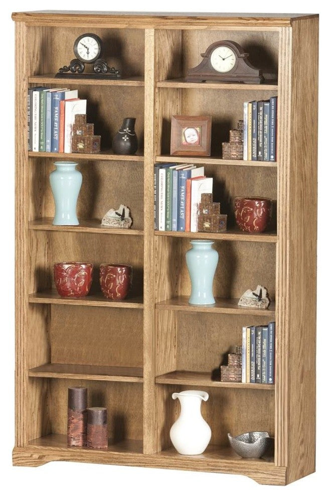 Eagle Furniture Oak Ridge, 84" Tall, Double Wide Bookcase, Medium Oak