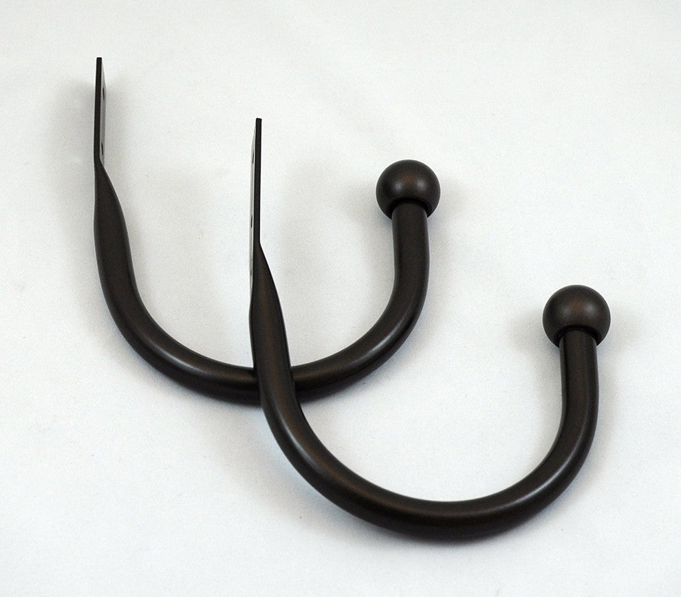 Steel Curtain Holdbacks, Bronze, Set of 2