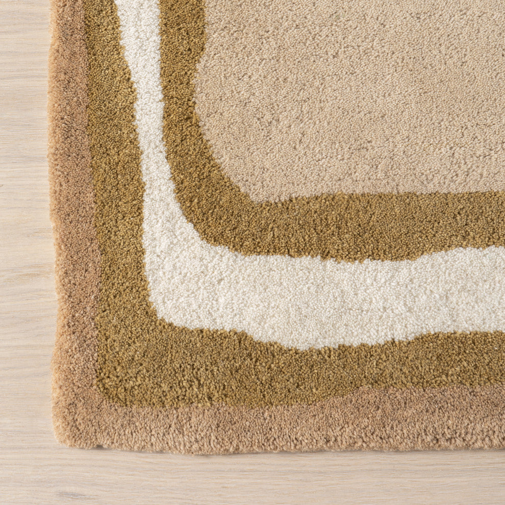 Contessa Bordered Wool Area Rug, Taupe 9'x12'